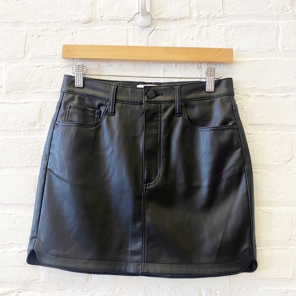 Pistola || Rumi Vegan Leather Mini Skirt Tulip Dolphin Hem Black 26 - Picture 1 of 8